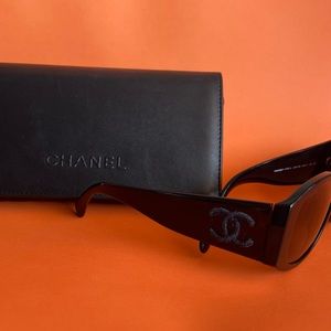 Chanel Oval Sunglasses with Grey Gradient and Embroidered Logo